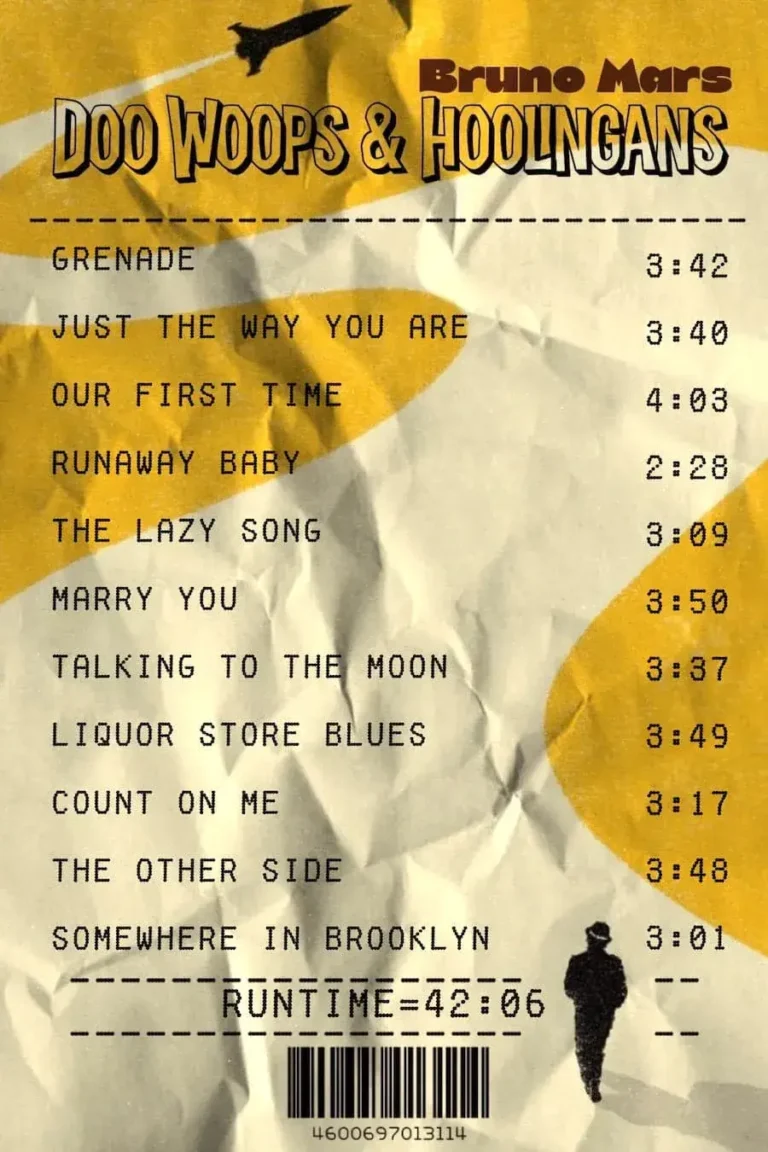 Bruno Mars ‘Doo Woops & Hooligans’ Receipt Poster